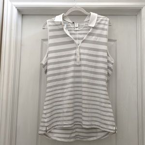 NWOT - Under Armour - xl tank golf shirt in white/gray stripes